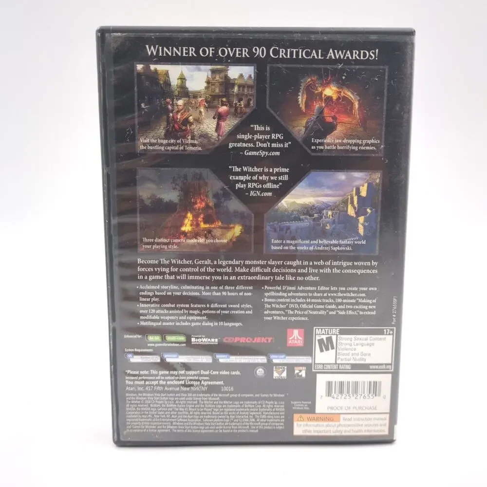 The Witcher Enhanced Edition PC DVD Video Game RPG Fantasy